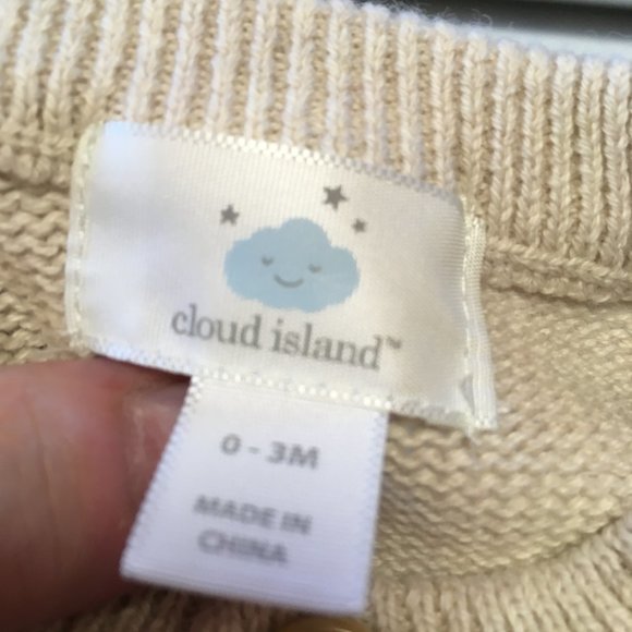 NWT - Cloud Island Cable Knit Button Front Tan Sweater - Size 0-3 Mos - Picture 3 of 6